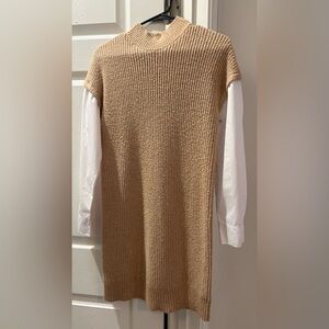 Tan Knit Sweater Dress
